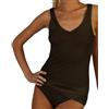Clessidra Canotta Donna Spalla Larga in Lana Merino Seta Made in Italy, Scollo a V, Maglia Intima, Canotta, Canottiera, Lana Seta, Smanicato Donna, Lana E-8111 (6, Nero)