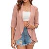 HANERDUN Coprispalle Donna Elegante Cerimonia Bolero Cardigan Manica 3/4 Giacca Corta Occhiello Aperta Shrug Estivo Primavera Autunno