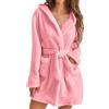 Shownicer Accappatoio Donna con Cappuccio Spugna Morbida con Tasche e Cintura Leggero Corto Rosa Chiaro Taglia XS