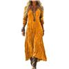 Mfhmom Vestito Donna Estivo Lungo Casual Elegante Abito Boho Chic Manica a Tre Quarti Scollo a V Vintage per Mare Vacanza Serata Invitata Matrimonio Svasato Traspirante Comodo