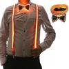 YeahBoom Bretelle LED e papillon da uomo fosforescenti,bretelle luminose a LED,per festival musicale,festa in costume di Halloween, rave party,Natale,forniture per feste al neon fosforescenti