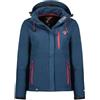 Geographical Norway Touna Lady - Giacca Softshell impermeabile donna - Giacca cappuccio all'aperto - Giacca vento resistente all'inverno (Blu_marino_rosa_flash L Taglia 3)