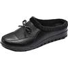 cfpqv Pantofole da donna, foderate, chiuse, pantofole calde, antiscivolo, in pelle, comode da giardino, per interni ed esterni, Nero , 36 EU