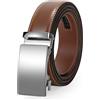 JasGood Cintura da uomo in pelle, cintura in pelle con cricchetto scorrevole per uomo da abito con fibbia automatica, larghezza 3,5 cm, 130cm: 105cm-119cm Taille Verstellbar