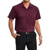 HISDERN Camicia Maniche Corte Uomo Camicia Bordeaux Uomo Elegante Formale Camicie da Uomo Camicia Estiva Casual Regular L
