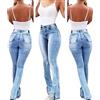 ORANDESIGNE Donna Jeans Svasati Pantaloni a Vita Alta con Fondo a Campana Svasati Casual da Donna Jeans Skinny in Denim con Fondo Largo Y2K Streetwear A Azzurro M