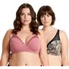 Curve Muse Donna Taglie Forti Reggiseno Minimizer Non Imbottito con Ferretto Cobertura Completa-Confezione da 2-Nero/Grigio, Marrone-5C