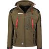 Geographical Norway Techno Men - Giacca Cappuccio Softshell Impermeabile Uomo - Giacca Vento Tattica Da Esterno - Escursionismo Sci Autunno Inverno Primavera (Cachi/Rosso XXL)