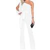 Onsoyours Sexy Tute da Donna One Shoulder Tinta Unita Elegante Tuta Playsuit Lunghe a Gamba Larga Pantaloni Jumpsuit con Cintura Bianco L