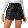 ORANDESIGNE Pantaloncini Pelle Shorts Donna in Ecopelle con Tasca Vita Alta Sexy PU Shorts Similpelle Pantaloncino Corto Wetlook Pantaloni Corti Festa Party Clubwear Hot Pants C Nero M