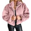 Onsoyours Cappotto Donna Invernale Taglie Forti Elegante Pelliccia Cappotto Donna Pelliccia Ecologica Cappotto di Capispalla Soffice Trench Parka Cappotto B Rosa L