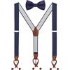 WANYING Set di bretelle e papillon da uomo, 2 WAY TO Wear 6 asole in pelle 3 fermagli Forma a Y 3,5 cm di larghezza bretelle estese per statura 160-200cm