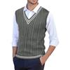 Fulidngzg Maglione Uomo Invernale in Lana Senza Maniche con Collo a V Gilet in Maglia Maglioncino Cotone Casual Pullover Primaverile Leggero Sottogiacca Cashmere Elegante per Case Lavoro,Verde Militare,M