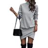 TBSCWYF Vestito Casual Donna Invernale in Maglione Abito Vita Alta Elegante in Girocollo di Orlo Svasato Abito in Maglia al Ginocchio Caldo di Moda Treccia Ritorta Vestito Donna Magliette Tinta Unita