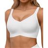 Horisun - Reggiseno senza cuciture a copertura totale, push-up senza ferretto per donna, bralette confortevole con scollo a V e supporto., bianco, S