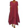 ORANDESIGNE Abito Lungo Donna Cotone e Lino Caftano Boho Abito Ampio Casual Moda Manica Lunga Scollo a V Abiti Lunghi Vestito Estivo Taglie Forti Eleganti Vestiti 2 in 1 Maxi Abito B Borgogna M