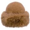 QUEEN HELENA Cappello Invernale con Pelo Berretto con Pelliccia Morbido Donna CP07 (IT, Testo, Taglia Unica, Camel)