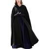Generic Mantello da donna con cappuccio, lungo, trench medievale, unisex, da sposa, da sposa, da sposa, da cosplay, costume elegante, per ragazze, Nero , L