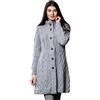SAOL Cardigan da donna in 100% lana merino Aran con bottoni a nodo celtico - Grigio - XS