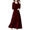 JLTPH Donna Vestiti di Velluto Elegante Abito da Sera Manica Partito Lungo Slim Abiti Maxi Lunga Manica Vestito Velluto Cocktail Abito