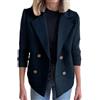 NZYIHAO, Blazer da donna, cappotto invernale elegante e caldo, in lana, con bottoni, stile classico vintage, revers, slim fit, trench con tasche, cappotto corto, Blu marino, xxl