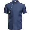 RenDiuJups Giacca da Chef Professionale - Divisa Cucina e Uniforme Ristorante per Cuochi/Camerieri, Giacca Lavoro Gastronomico Anti-Macchia con Bottoni, Camice Cucina Traspirante(Blue Short Sleeve,M)