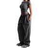 shownicer Pantaloni Tuta Donna Larghi Pantaloni Sportivi Joggers Casual Vita Alta Pantalone con Tasche per Jogging Fitness Sport A Grigio Scuro XL