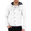 ORANDESIGNE Giacca Jeans Felpa da Uomo Giubbotto Giacca con Cappuccio Sportiva Bomber Trucker Pesante di Jean Felpa Pullover in Jeans Denim Basic Fit con Tasche A Bianco S