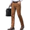 Oanviso Pantaloni da Uomo Business Pantalone da Abito Velluto a Coste Elasticizzati Pantaloni da Lavoro Taglio Classico Elegante Pantaloni Autunno Casual Pantaloni Jogging Slim Fit Caldo A Kaki M