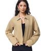 vittorio y Giacca Donna Casual con Zip Giubbotto Corto in 100% Cotone Stile Moderno per Primavera (IT, Testo, L, Regular, Regular, BEIGE)