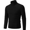 Lovraj Maglione a collo alto, da uomo, caldo, a maglia fine, a maniche lunghe, comodo, tinta unita, Nero , 5XL