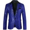 ZDSUHYIW Giacca con brillantini, da uomo, vestibilità regolare, con paillettes, costume di carnevale, anni '70, abbigliamento per feste, rave e abiti lucidi, per Capodanno, feste, Carnevale, Blu, M