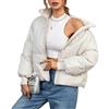 ORANDESIGNE Giacca Piumino con Cerniera Donna Colletto in Piedi Piumino Corto Superficie Donna Crop Calda Tinta Unita Inverno Giacca in Cotone B Beige M