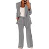 shownicer Tailleur Donna Eleganti Pantaloni e Giacca da Cerimonia Completo Blazer a Maniche Lunghe Tuta Elastici in Vita Set di Abiti in Tinta Unita Due Pezzi Elegante Suit A Grigio Chiaro XL
