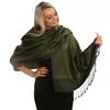 PashminaShine-Morbida come cachemire e leggera come seta-Con motivo paisley -Scialle Pashmina per donne e uomini - 200 * 70 cm - Sciarpa per l'inverno - Jacquard - (verde muschio)