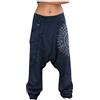 ORANDESIGNE Pantaloni da Uomo Harem con Stampati Unisex Pantaloni con Tasca Harem Pantaloni Larghi Bloomers Dance Beach Bloomers Aladdin Pantaloni Casual