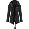 Generic Giacca a vento da donna con cerniera a maniche lunghe con cappuccio e cerniera all'aperto Giacca Escursionismo Leggera (Black, L)