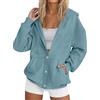 Generisch Felpa con cappuccio da donna con cerniera, giacca casual in pile con bottoni sul davanti, morbida calda coperta invernale, comoda felpa da indossare tutti i giorni con cappuccio