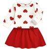 Verve Jelly T-shirt da bambina con gonna a maniche lunghe con stampa a cuore a maniche lunghe Top + gonna tutu 2 pezzi Set di vestiti
