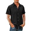 Onsoyours Camicia da Uomo Maniche Lunghe Estiva Camicie Casual Colore Solido Spiaggia Vacanza Camicia con Tasca Regular Fit per Il Tempo Libero B Nero XL