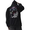 XYXIONGMAO Felpa con cappuccio ricamata Streetwear Dragon Tiger Fight da uomo giapponese nera hip hop grafica felpa Techwear, Black06., Large