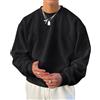 Oanviso Manica Lunga Sweatshirt da Uomo Senza Cappuccio Felpe a Girocollo Tinta Unita/Stampabili Pullover Polsini e Vita Elastici Felpe Basic Crewneck Sweatshirt Casual Sportivo Felpe A Nero M