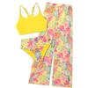 Shekini Costume da bagno da ragazza, 3 pezzi, stampato, set bikini a vita alta con pantaloni copricostume, 14 anni