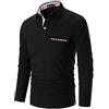 STTLZMC Uomo Plaid Polo Maniche Lunghe Basic Maglie Golf Casual T-Shirt Gentiluomo S-XXL,Nero,XL