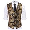 Allthemen Mens Paisley Jacquard Suit Gilet monopetto Vest Slim Fit Button Down Prom Abito formale Gilet Oro nero 3XL