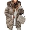 nicticsi Giubbotto Corta da Donna Invernale Caldo Cerniera Cappotto Patchwork di Peluche Casuale Vintage Outerwear con Tasca Giacche Polsini a Maglia E Marrone XS