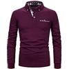 STTLZMC Polo Uomo Manica Lunga con Plaid Cotone Golf Classico T-Shirt,Vino Rosso,3XL