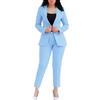 shownicer Tailleur Pantalone Donna Curvy Completo Blazer e Pantaloni Tuta Ufficio e Lavoro Completo Tailleur Due Pezzi Taglie Forti Completo Set da Cerimonia E Azzurro XS