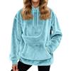Fulidngzg Felpa Porta Gatto Donna con Cappuccio in Pile Caldo Felpa con Tasca per Cane Invernale Termica Felpe Felpata Elegante Leggera Oversize Primaverile per Uscite con Animali Domestici,Azzurro,M