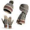 BrightGlow Set di cappelli invernali, sciarpa e guanti a maglia, sciarpa, berretto, guanti touchscreen, set invernale 3 in 1, set regalo per uomo e donna, Beige #1, Taglia unica